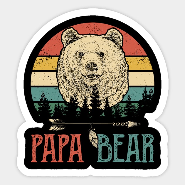 Men's Papa Bear T Shirt Father's Day Gift Grandpa Shirt Vintage Shirt Retro Gift Vintage Papa Shirt Forest Sticker by Brlechery21